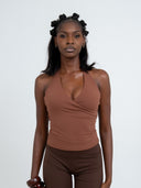 Cloud Brush Cross-Front Halter Top