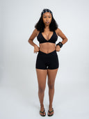 Cloud Brush Cross-Front Waist Shorts with Scrunch & Pockets