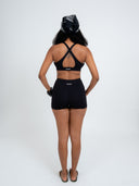 Cloud Brush Cross-Front Waist Shorts with Scrunch & Pockets
